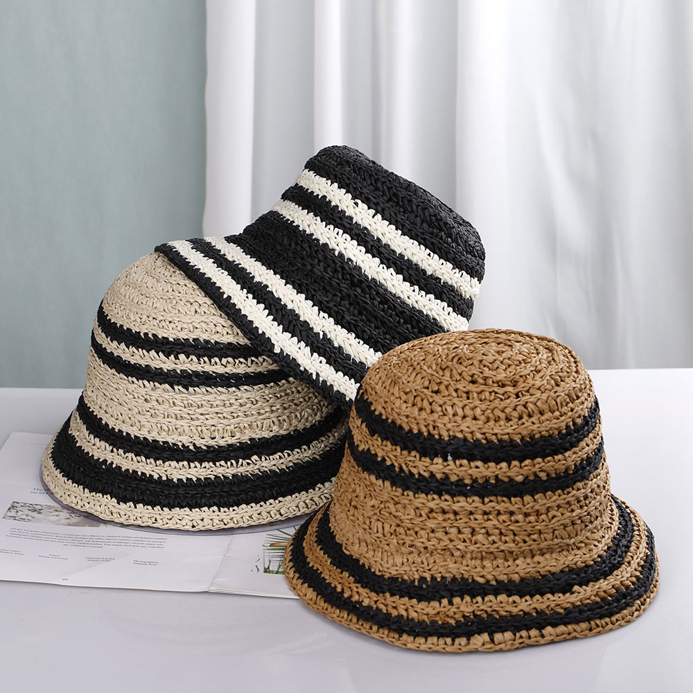 Bucket Hat Straw - Chapeau de plage pour femmes, casquette