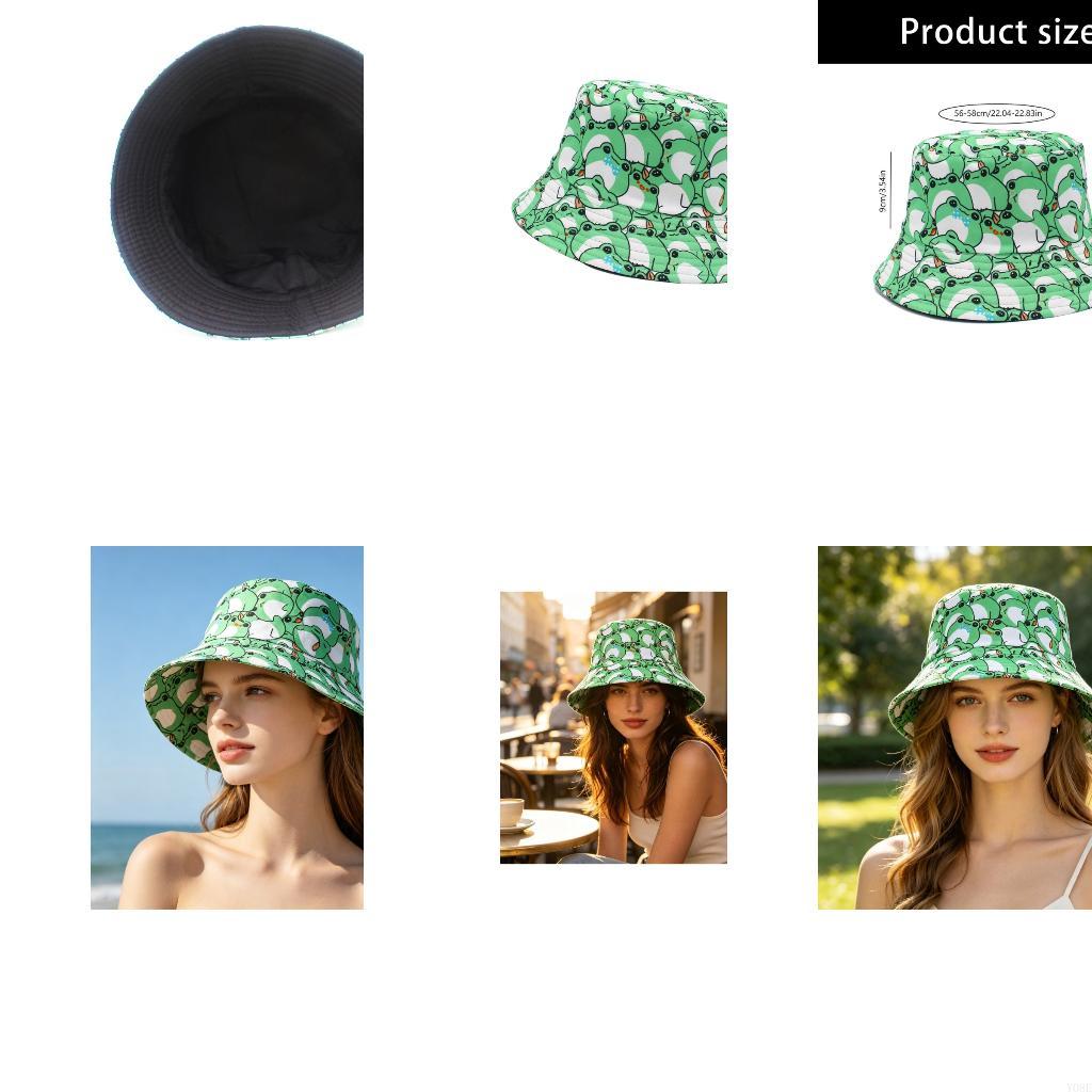Packable Hat Nylon - Chapeau seau pliable imprimé grenouilles, pour