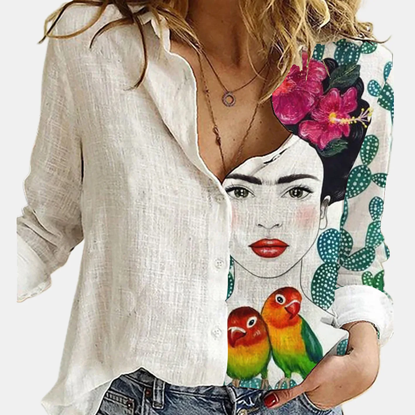 Femmes printemps et automne à  - Shirt Camp Collar avis et prix